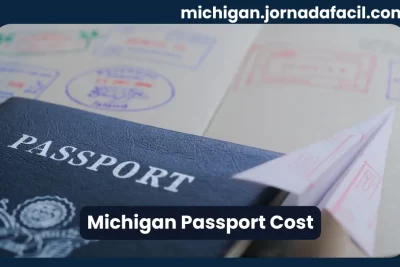 Michigan passport cost – close-up of a passport with travel stamps