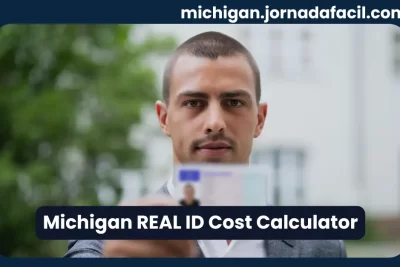 Michigan REAL ID cost calculator – man holding a state ID card outdoors